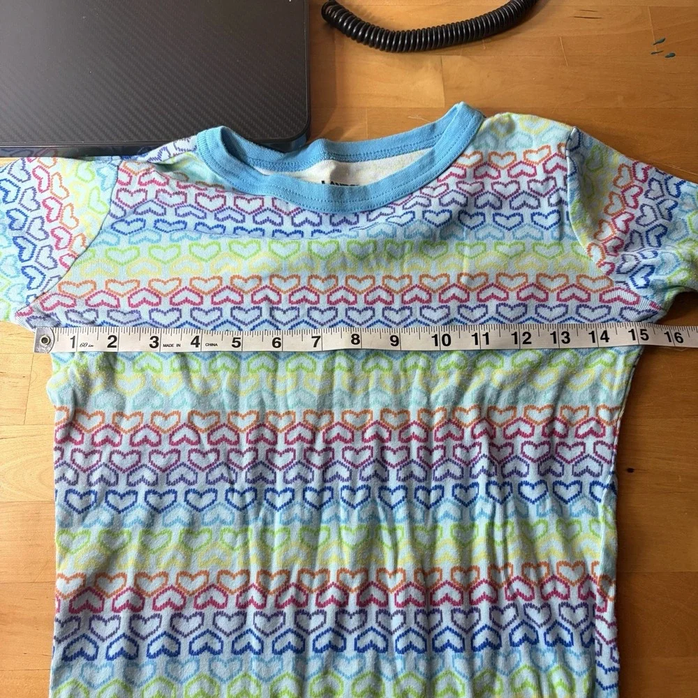 Lands End Snug Fit Rainbow Heart Pajamas Size 16 Long Sleeve Colorful Happy